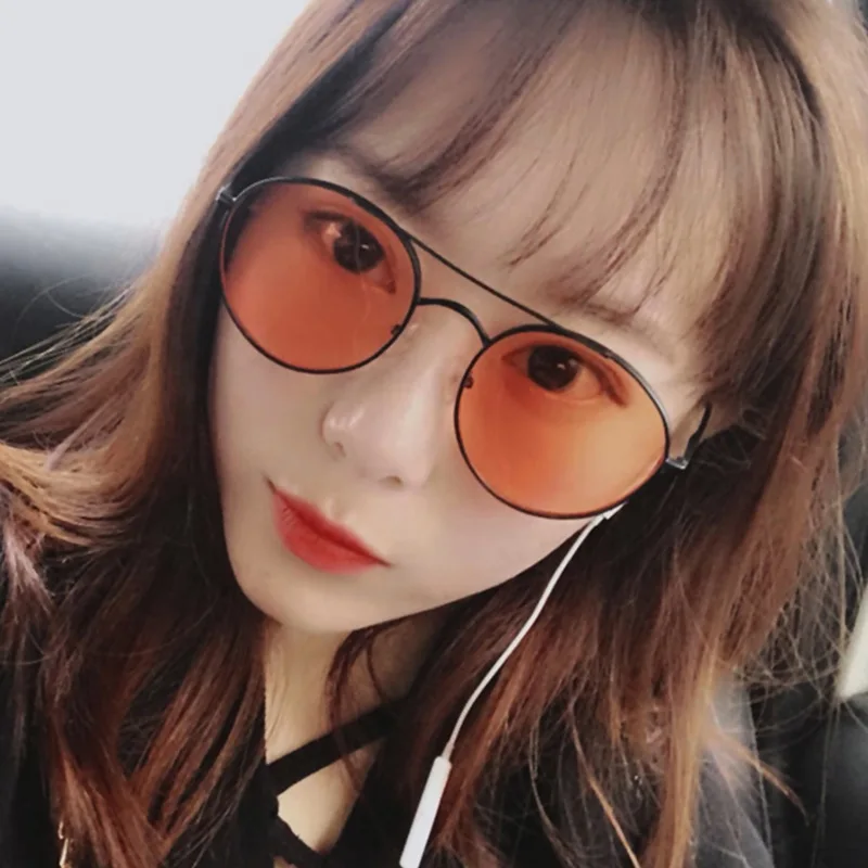 

Brand Round Sunglasses Women Luxury Metal Frame Double Beam Sun Glasses Candy Colors Gradient lens Eyewear