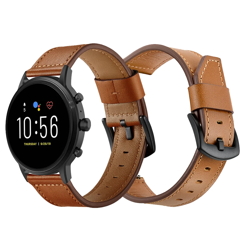 

For Fossil Gen 5 Carlyle Gen5 Strap Black Brown Fashion Genuine Leather Band Watchband for Fossil Gen 4 Smart watch Bracelet