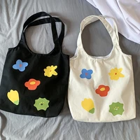Large Capacity Women Shopping Bag Casual Tote Floral Pattern Ladies Canvas Shoulder Bags Cotton Flower Girls School Handbags