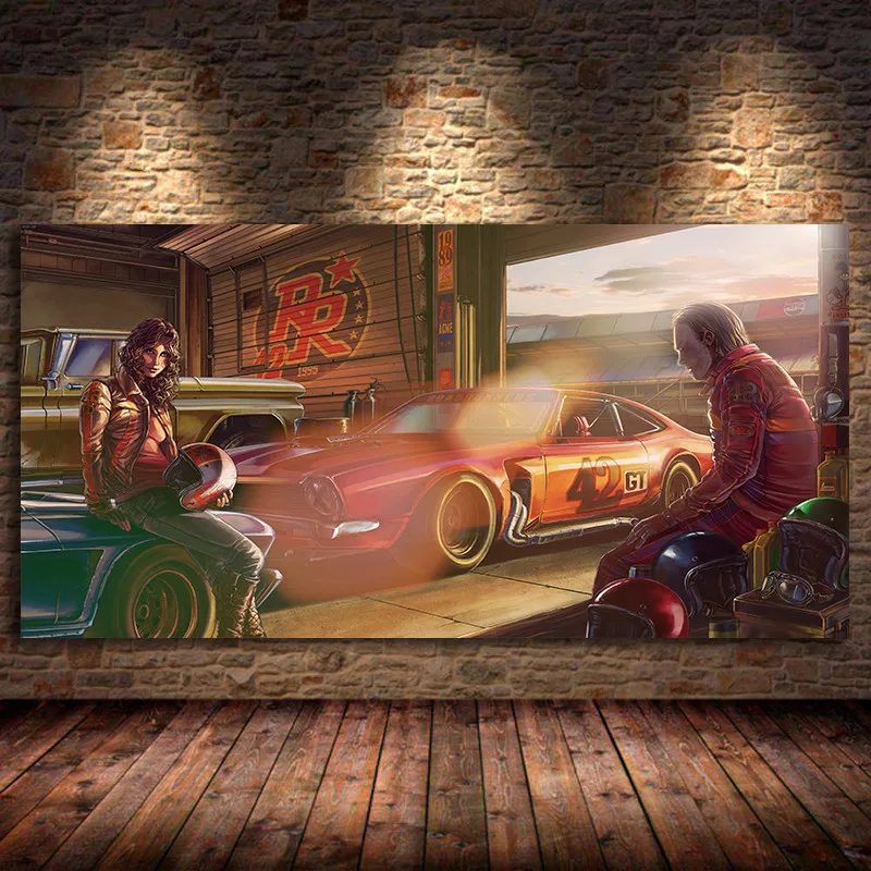 

Vintage Car Posters Ferraris Classic Racing Cartoon Car Artwork Wall ArtPicture Print Canvas Painting For Home Living Room Decor