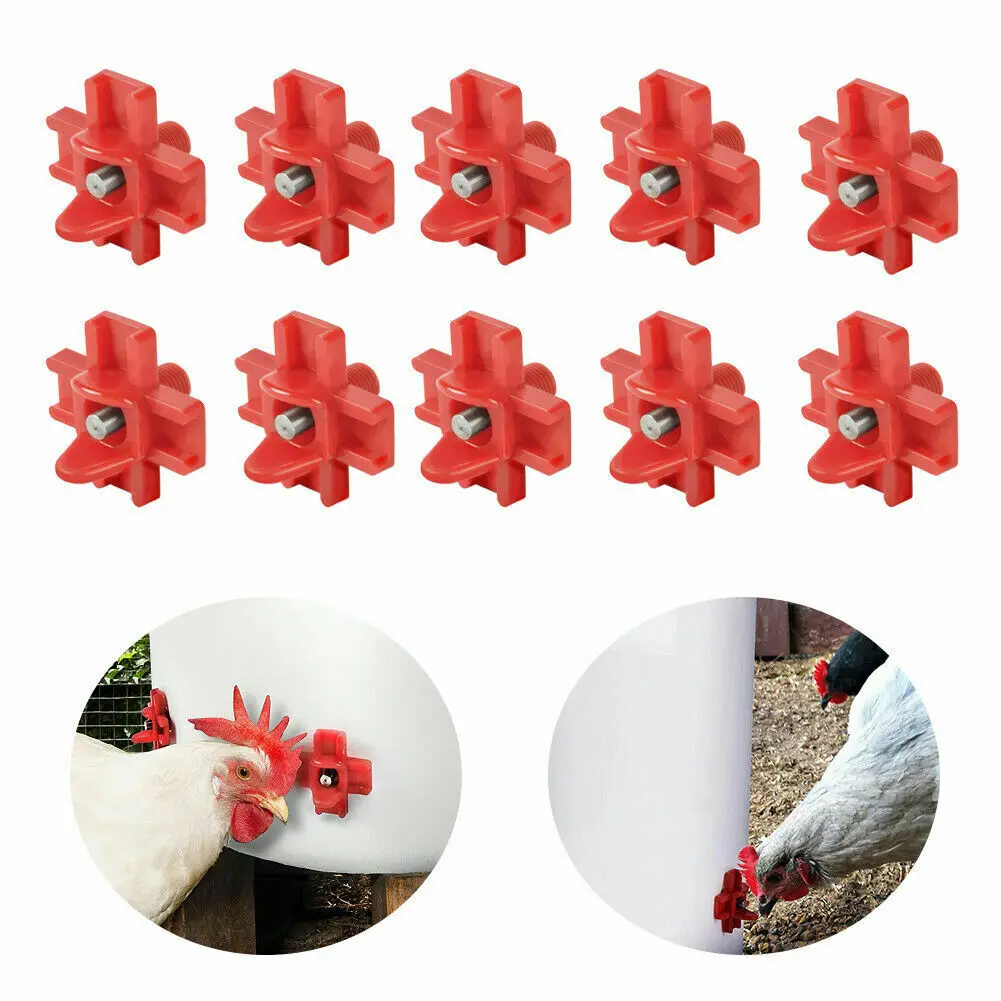 

10pcs Poultry Drinker Waterer Horizontal Side Chicken Automatic Livestock