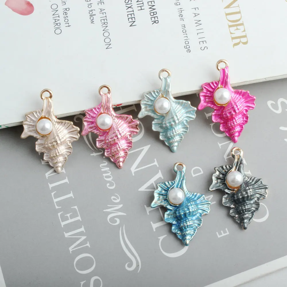 Мини заказ 10 шт. блестящие подвески эмалевый сплав круглый белый жемчужный