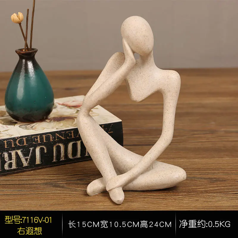 

Abstract Character Statue Home Decoration Accessories Creative Ornament Drawing Room Office Sandstone Statue Decor figurine Gift