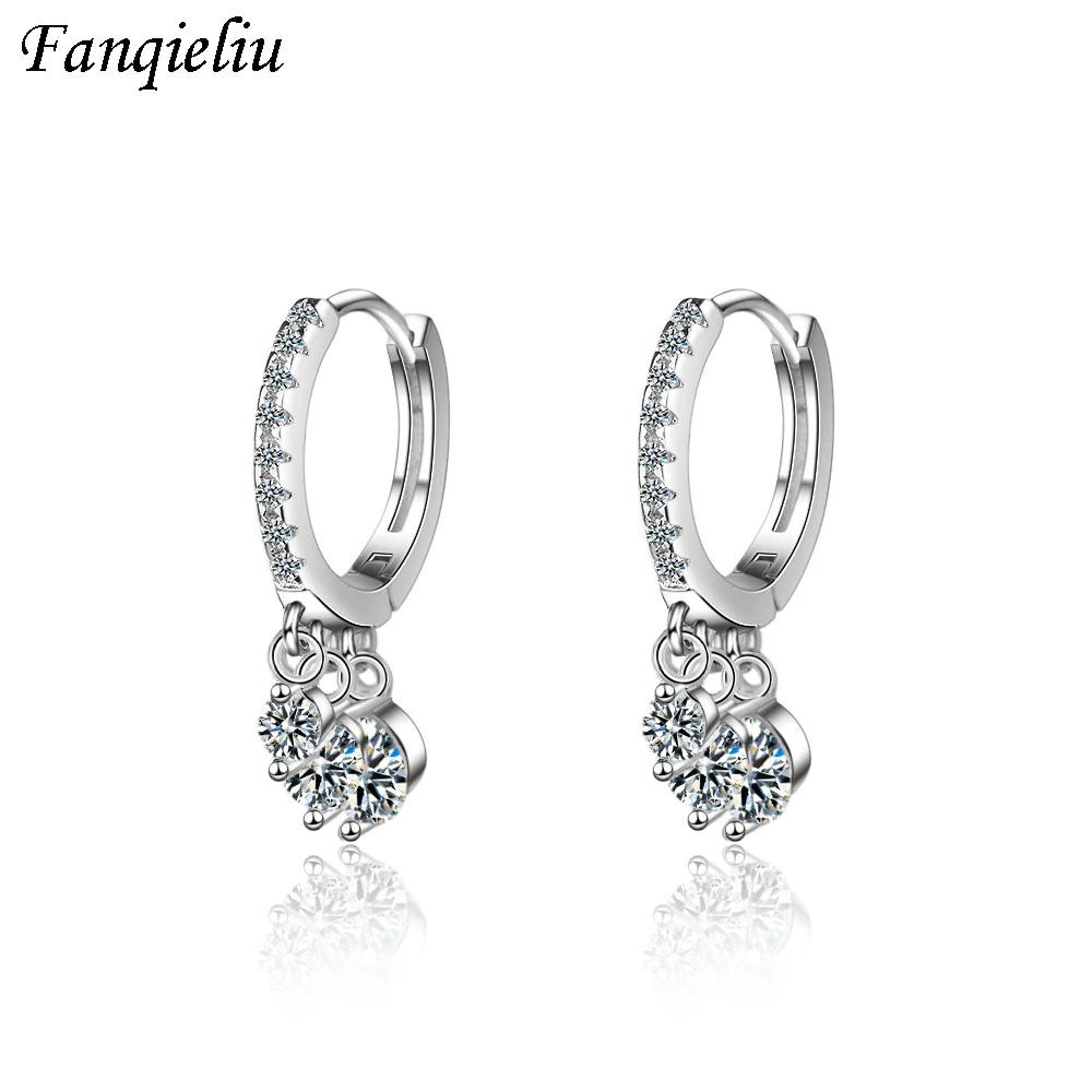 

Fanqieliu Luxury 3pcs Charms Crystal Water Drop Drop Earrings Women Solid 925 Sterling Silver Earrings For Girl FQL20380