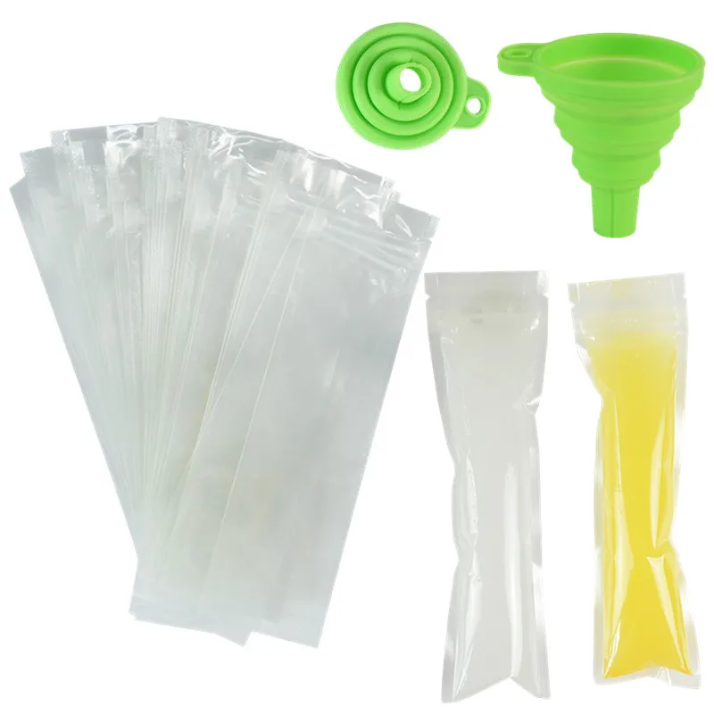 

100 шт. одноразовых пакетов для мороженого, пакеты для форм-форм со складной воронкой и бесплатным молнией, пакет для мороженого, йогурта, льд...