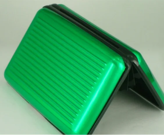 GREEN Anti Rfid Wallet Blocking Reader Lock Bank Card Holder Id Bank Card Case Protection Metal Credit NFC Holder Aluminium - Цвет: GREEN