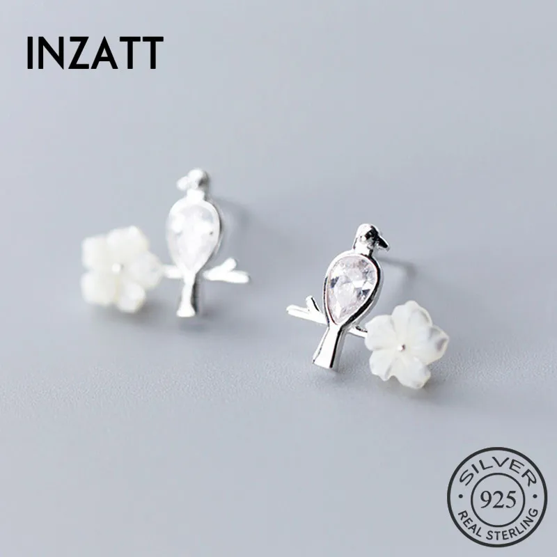 Женские циркониевые серьги гвоздики INZATT из настоящего серебра 925 пробы украшение