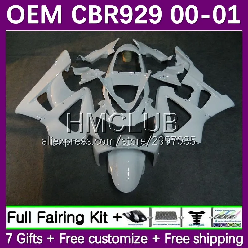 

OEM Injection For HONDA CBR 900 929 RR CC 929RR CBR929RR 2000 2001 23No.12 glossy white 900RR CBR929 RR CBR900RR 00 01 Fairings