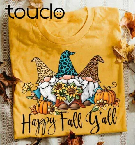 

Happy Fall Y'all Gnome Autumn Quarantine Halloween Pumpkin Unisex T-Shirt