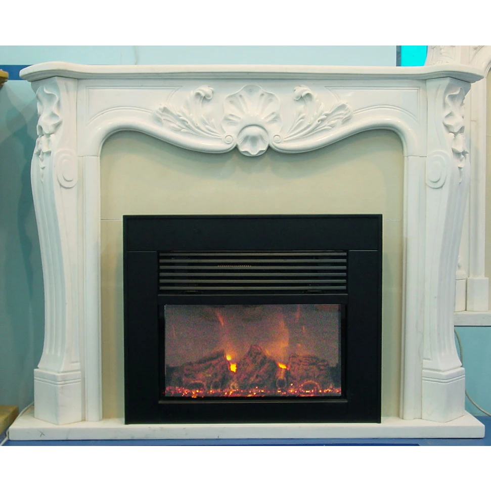 Резной каменный камин мраморный Мантел объемный плюс электрическая вставка