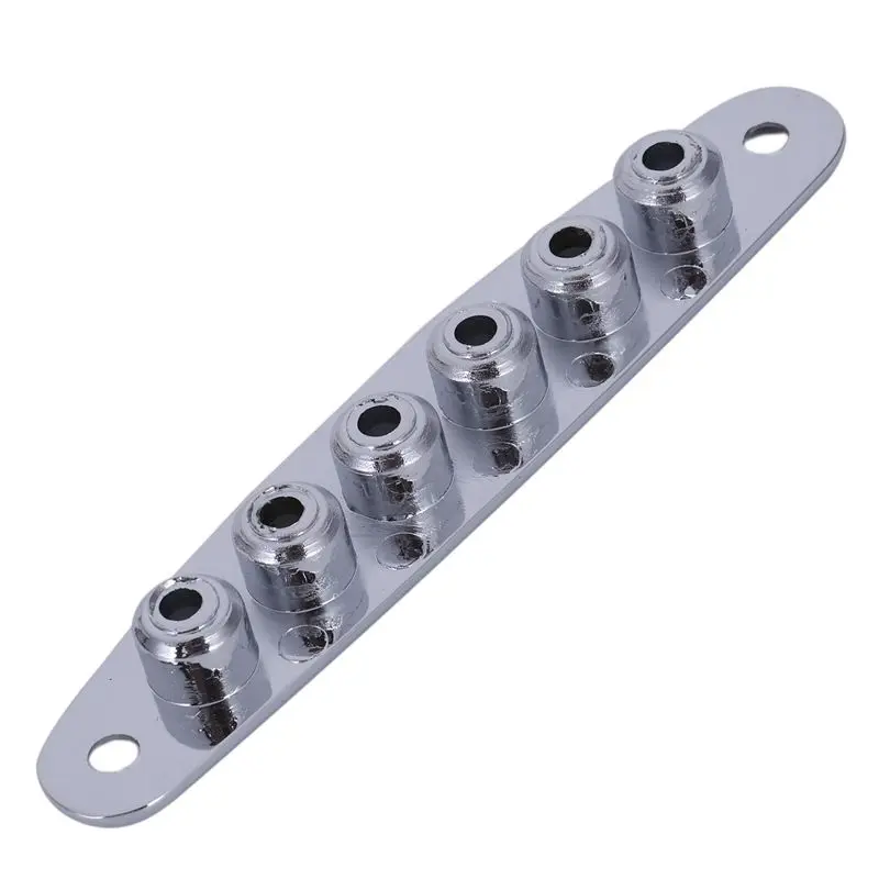 

1 Pcs Electric Guitar Bridge String Thru Body Ferrules Bushing Plate - Silver
