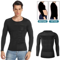 men slimming body shaper abdomen shapewear waist trainer belly shapers corrective posture vest compression shirts sleeve corset