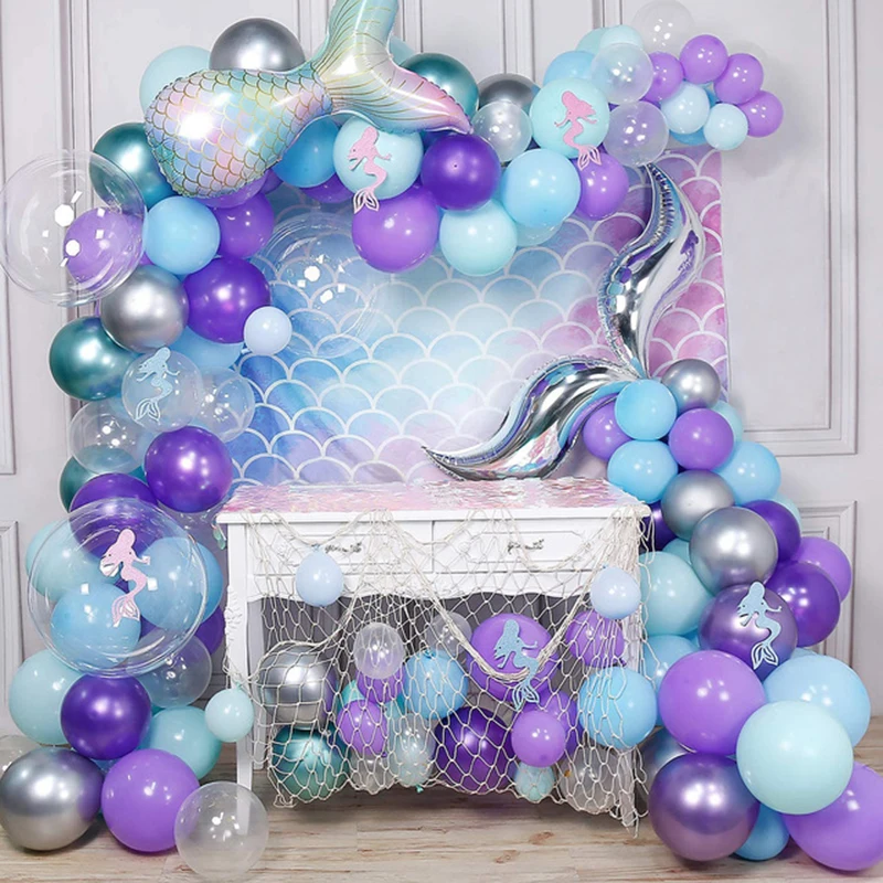 

Mermaid Party Decoration Blue Purple Mermaid Tail Balloon Arch Kit Birthday Party Decor Girl Baby Shower Wedding Decor