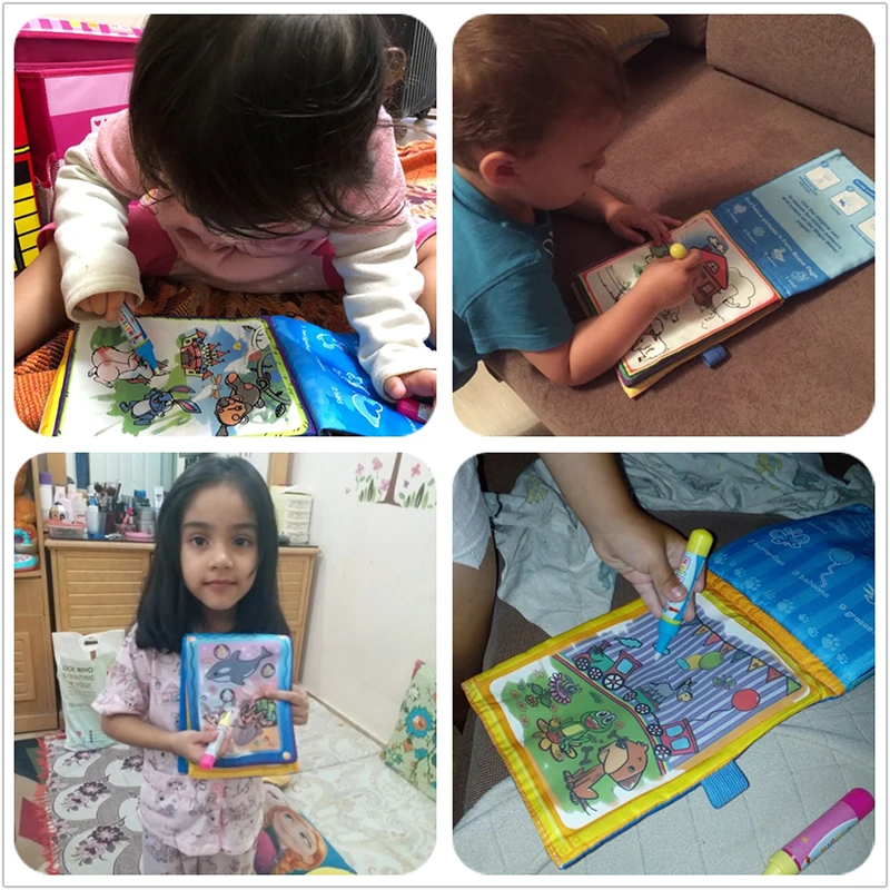 

Kids Intelligence Development Cloth Book Magic Water Painting Books with Pen for 0-36 Months Baby Early Educational Toys Reading
