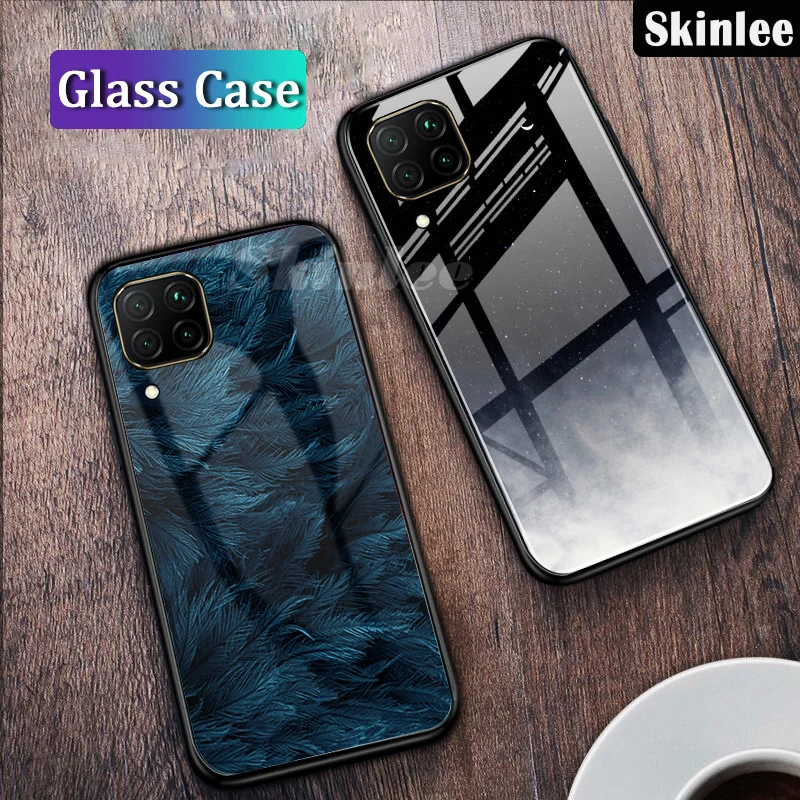 Чехол из закаленного стекла Skinlee для Huawei P40 Lite чехол с мраморным принтом мягкая