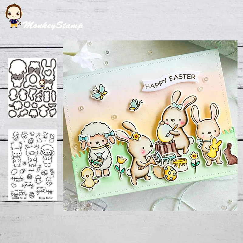 MonkeyStamp кролик и овца металла резки штампы для DIY Скрапбукинг Фотоальбом