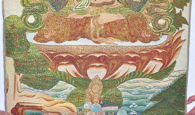 35 &quotтибетская шелковая вышивка буддизм тангка Гуаньинь Будда меч скульптура