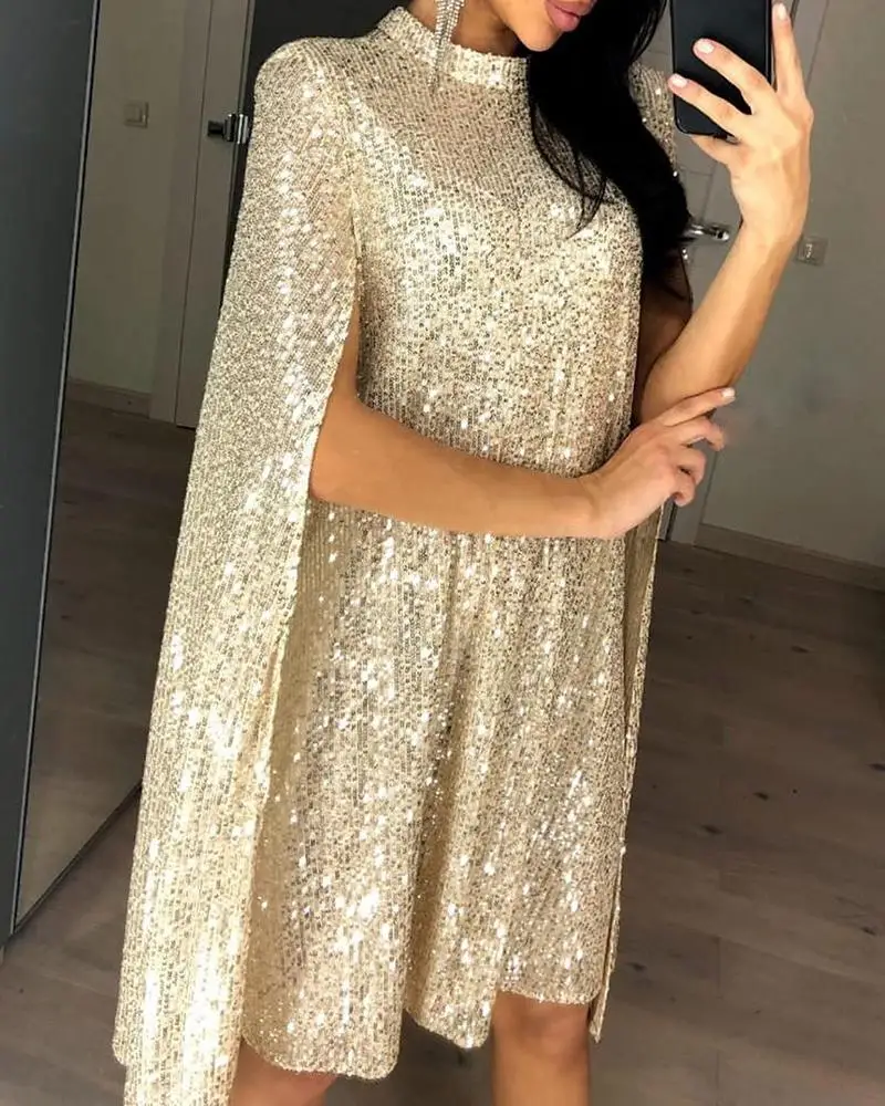 Женское блестящее платье с ложным вырезом дизайнерское блестками вечерние