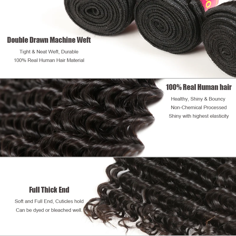 Али Королева волос 4 шт бразильские глубокая волна Virgin человеческие волосы ткет