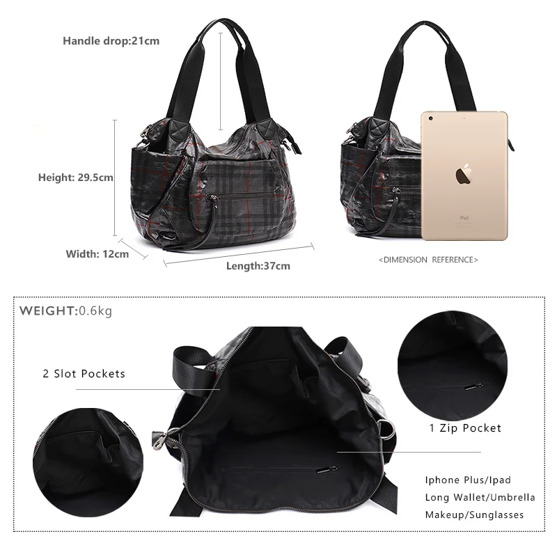 SC брендовая Роскошная нейлоновая и кожаная сумка для женщин модная клетчатая