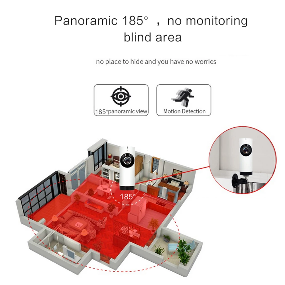 IP-камера панорамная 185 градусов HD 720P Wi-Fi | Безопасность и защита