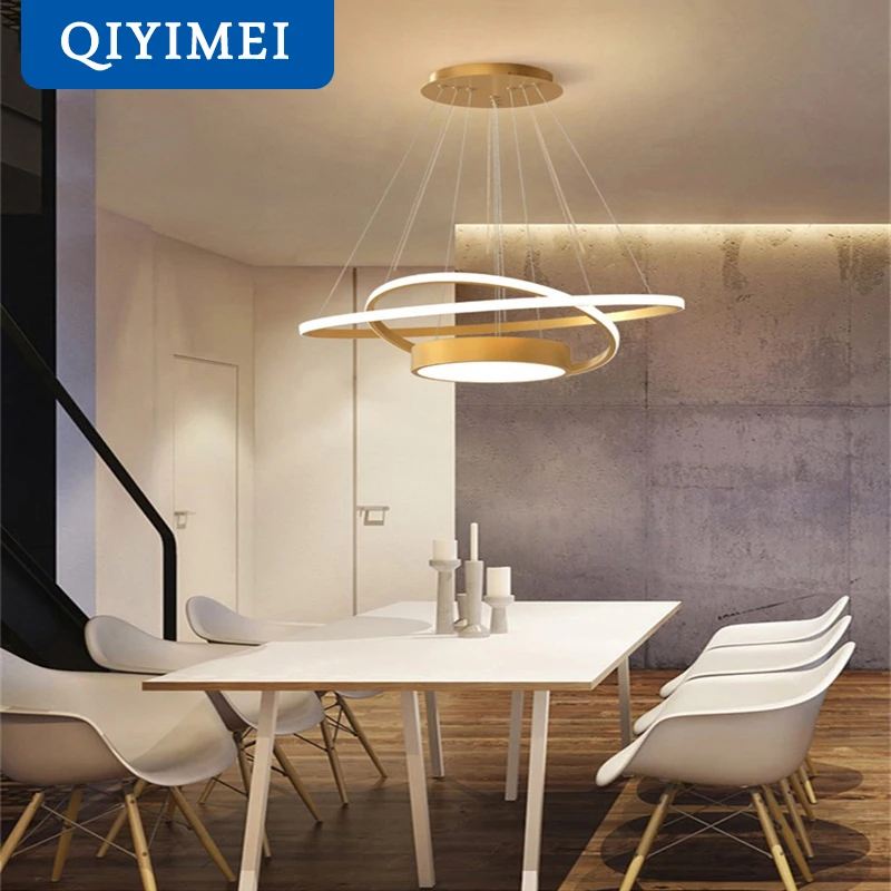 

Black White Golden Color Led Modern Pendant Lights For Dining Living Room Kitchen AC85-265V Indoor Hanglamp Fixtures Abajur