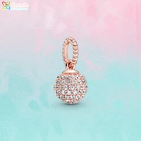 smuxin 925 sterling silver bead pave ball pendant charm fit original pandora bracelets women jewelry making birthday girl gift