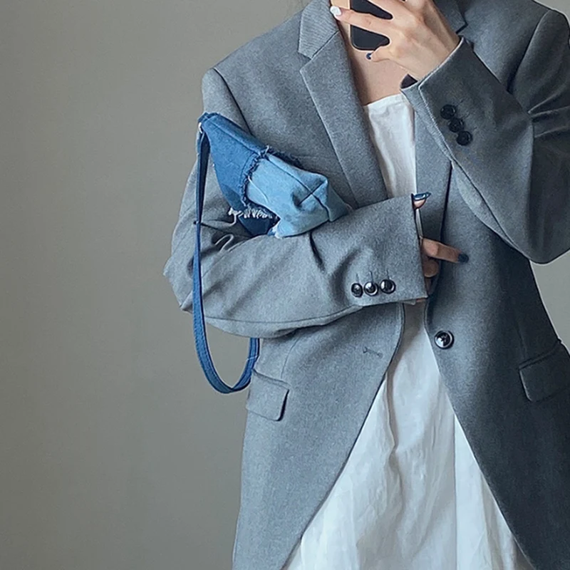 

Vintage Denim Stitching Women Underarm Bag Fashion Ladies Contrast Color Small Shoulder Bags