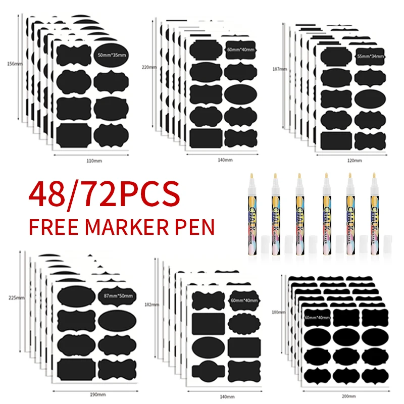 

Waterproof Chalkboard Kitchen Stickers For Cans Self-Adhesive Spice Stickers Home Pantry Jars Bottles Labels Stickers