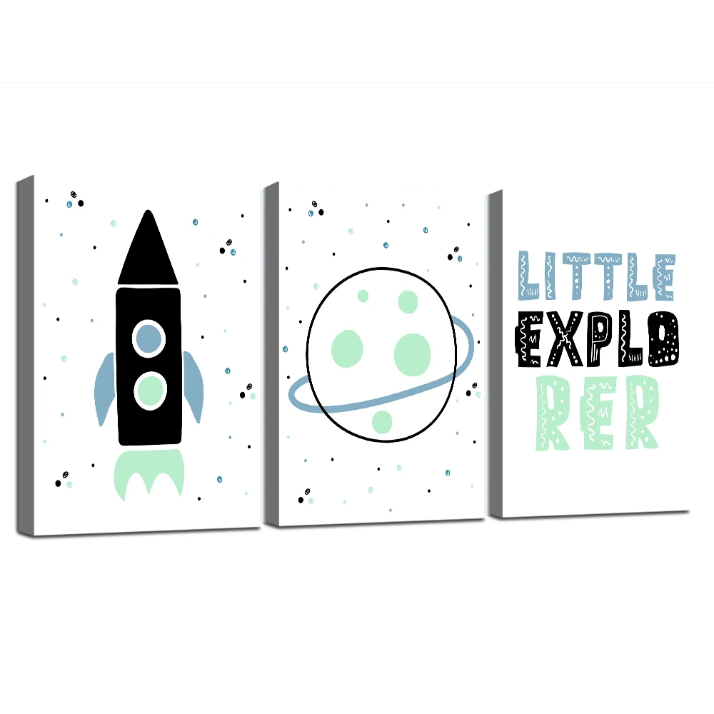 

Space Rocket Wall Art for Boy Room Wall Art Poster Print Jupiter Canvas Painting Kids Bedroom Decoration Picture Cartoon Decor