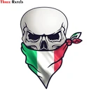 Виниловая 3D наклейка Three Ratels FC87, Готический Байкер, пиратский череп с лицом, бандана и итальянский трехцветный флаг