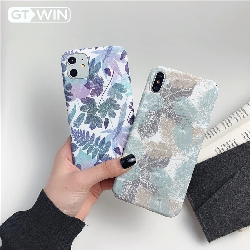 GTWIN чехол для телефона с голубыми листьями iPhone 11 Pro Max XR XS 6 6S 7 8 Plus X Жесткий PC