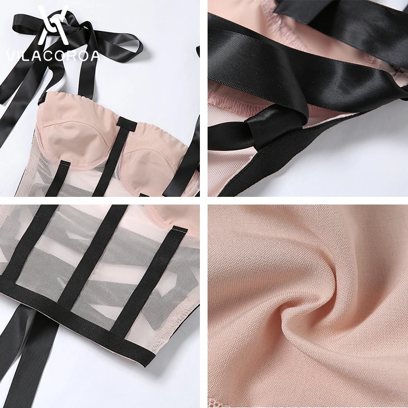 

Tube Top Sling Pink Stripes Stitching Women Tank Top Fashion Sexy Cross Bandage Skinny Top Vest Vintage Nightclub Female Clothes
