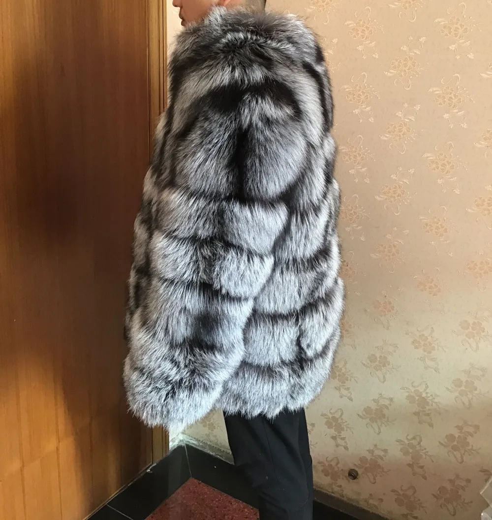 60 см 70 см куртки из меха серебристой лисы пальто в полоску Верхняя одежда Куртка парка зимний Тренч для женщин мужчин Блейзер Gar мужчин t размера плюс на заказ