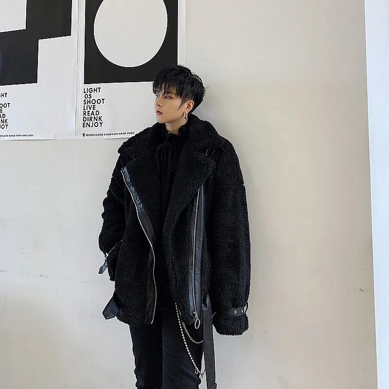 Мужская зимняя плюшевый мишка флисовое меховое пушистое пальто куртки Джемперы