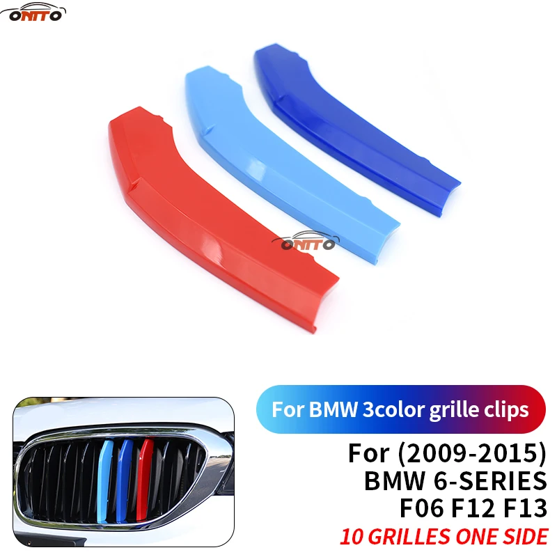 

Auto Front Racing Grille Bars Covers 3 Colors Grille Clips Trim Stripe Decal Sticker For 6 series F06 F12 F13 2009-2015