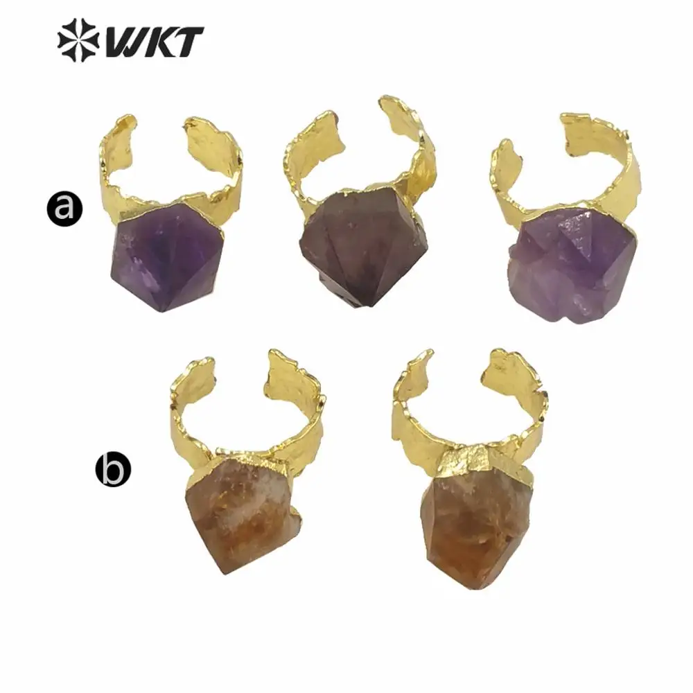 WT-R363 оптовая продажа женское кольцо с камнем нерегулярное А-метистом золотое