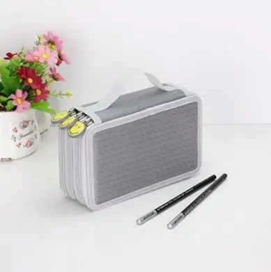 3 Layers Gray Оксфорд школьный пенал Чехол Kawaii/36/48/72 Отверстия штраф Карандаш Чехол большой мешок ручки коробка мульти детские многофункциональные Канцтовары чехол - Цвет: 3 Layers Gray