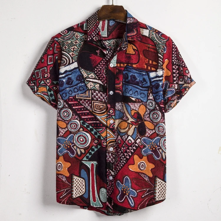 

2020 New Fashion Casual Men's Shirt Short Sleeve Print Hawaii Shirt Men Summer New Design Mens Beach Shirts Men Flower Shirt XXL