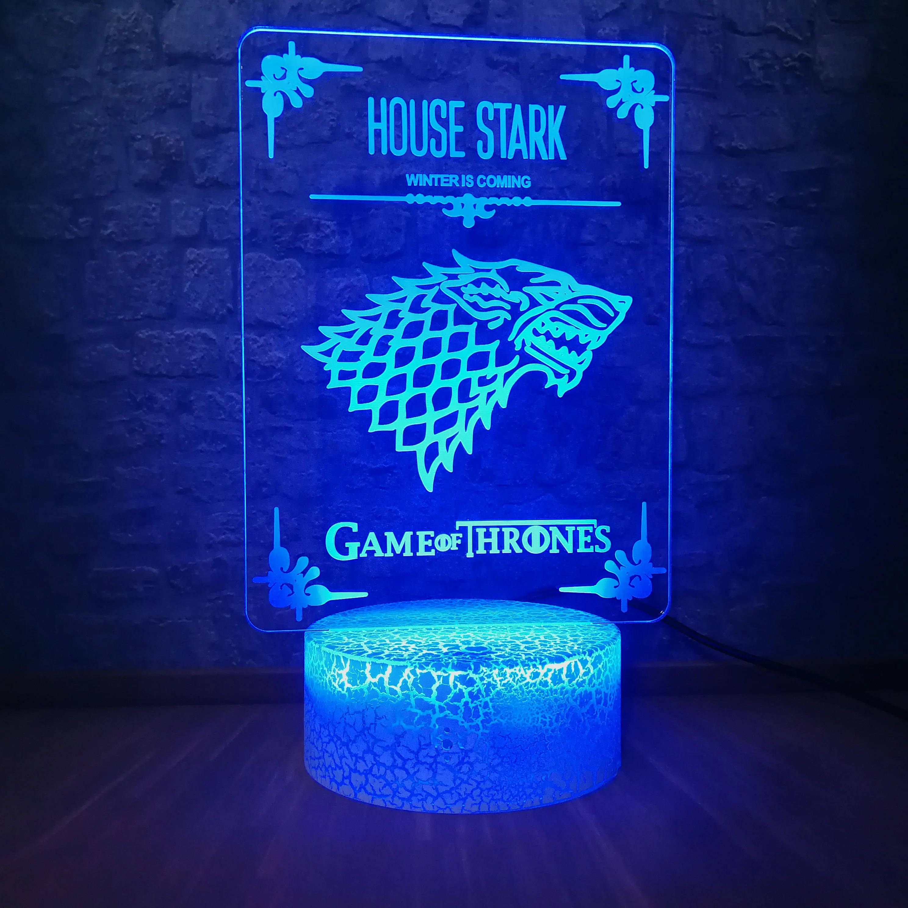 Дом Старк Игра престолов волк акриловая Иллюзия 3D светодиодный Ночник