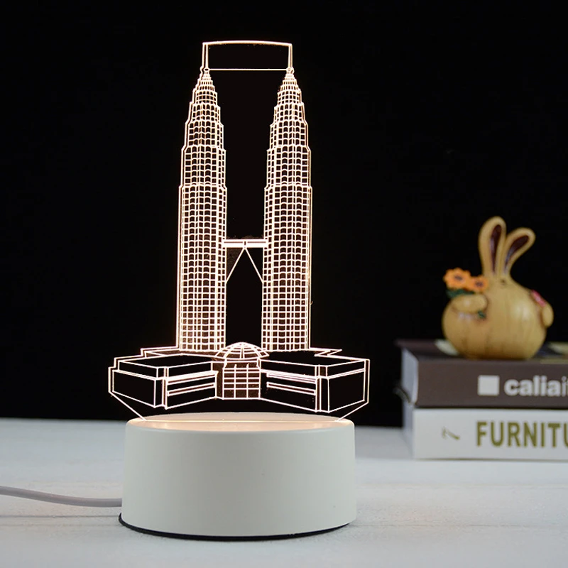 Светодиодный ночник 3d настольная лампа с замком обозрения башня детский подарок