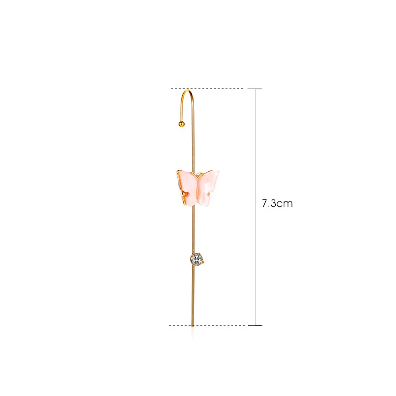 

Fashion Crystal Butterfly Stud Earrings For Woman Geometric Ear Needle Wrap Hook Earrings Piercing Cuff Climber Earrings Gifts