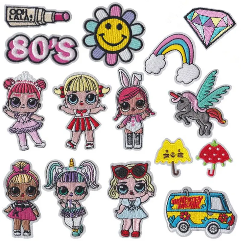 

LOL Surprise Iron on the patch Fashion Girls Lovely Fashion doll embroidery patch DIY Garment Decoration Sequins Cloth sticker