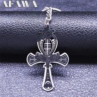stainless steel egyptian cross egyptian eagle eye keyrings black silver color keychain womenmen jewlery collar k3698s02