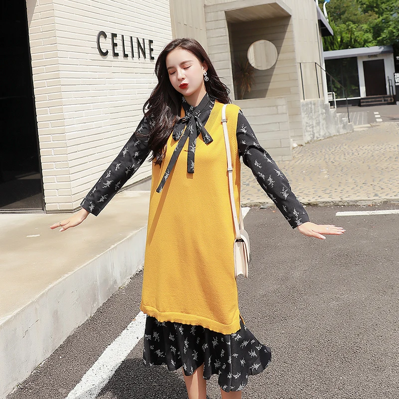 Красивые длинные платья женское модное платье-рубашка с длинным рукавом и бантом