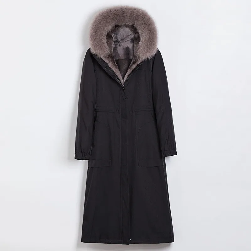 Высококачественное зимнее пальто на щуку для женщин подкладка из кроличьего