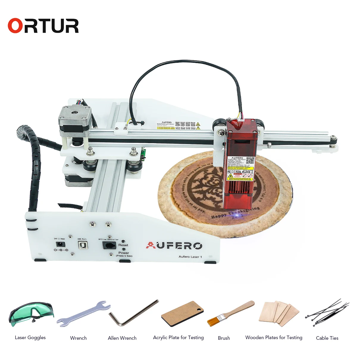 

Aufero Laser 1 Engraving Machine CNC Engraver and Cutter for Plywood Unfinished Wood Lightburn/GRBl Control 180x180mm Work Area