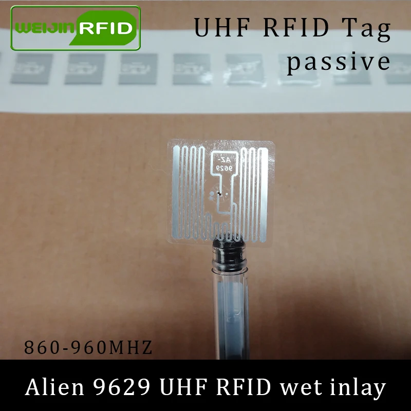 UHF RFID тег стикер Alien 9629 влажная инкрустация 915mhz 900 868mhz 860 960MHZ Higgs3 EPCC1G2 6C умный клей