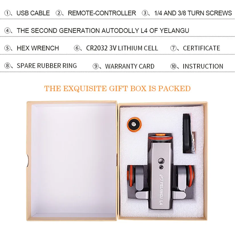 YELANGU Настольный Авто Долли прокатки слайдер Скейтер Электрический Autodolly с