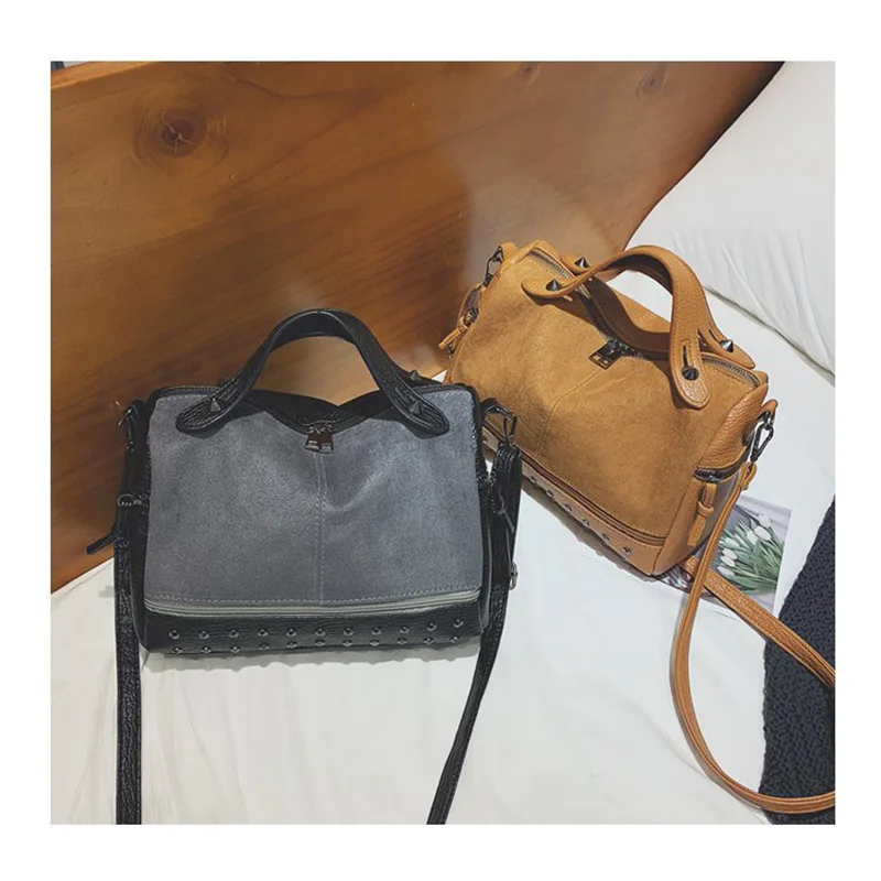 Новая Ретро ПУ сумка на плечо заклепки матовая Кроссбоди Сумка скраб локомотив